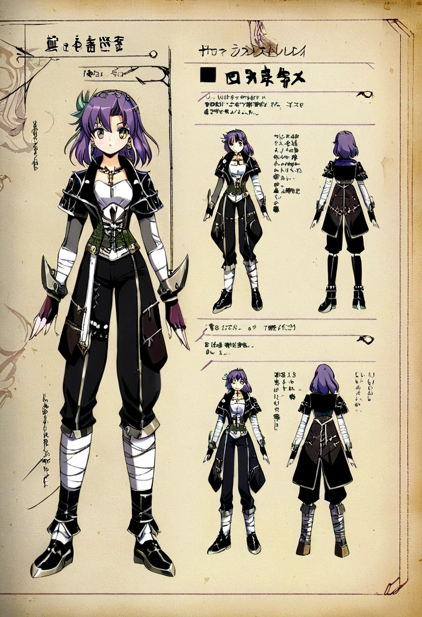 a soft anime style character, a chaotic medieval punk style teenager with powers of destruction, concept art, character sheet