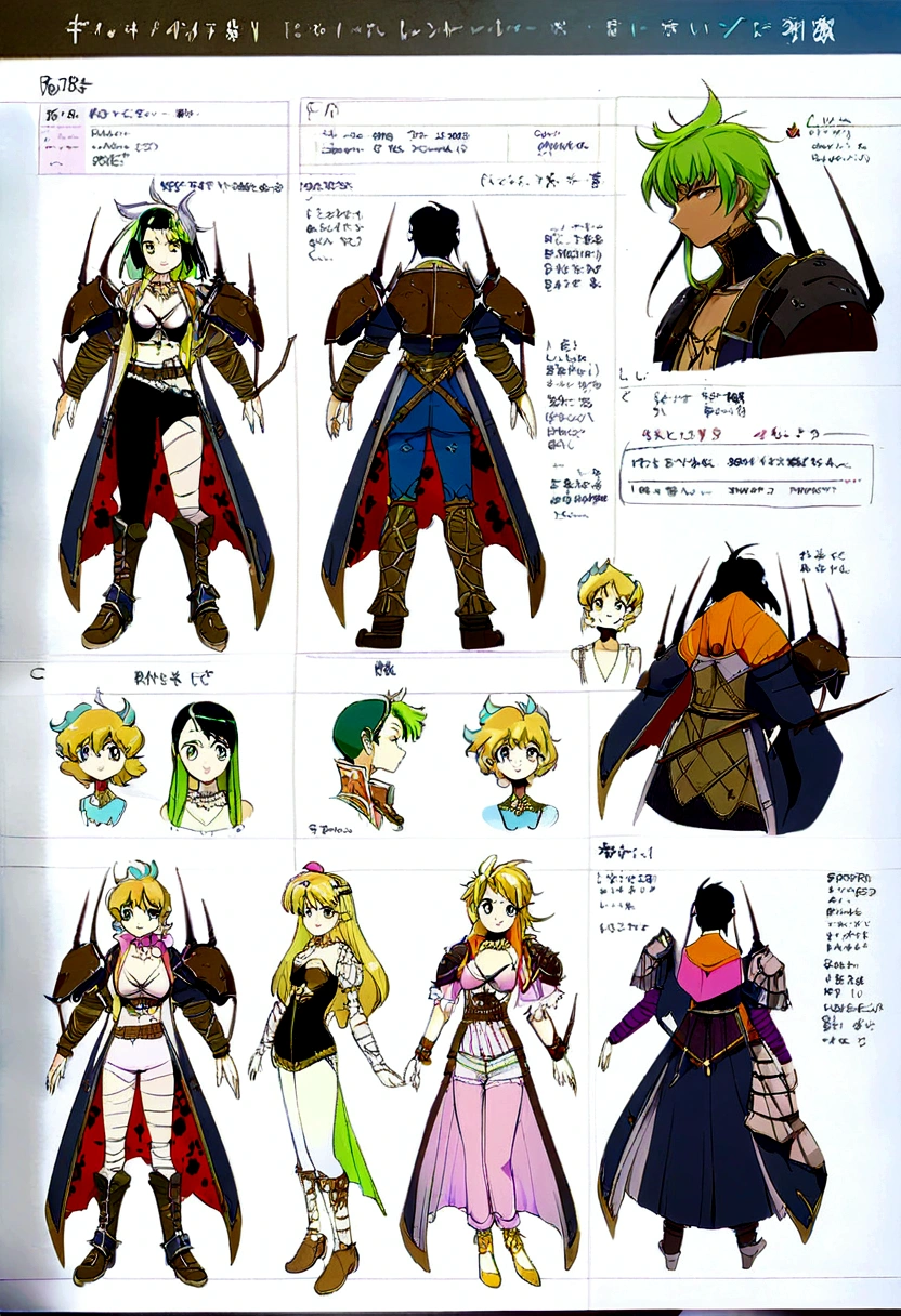 a soft anime style character, a chaotic medieval punk style teenager with powers of destruction, concept art, character sheet