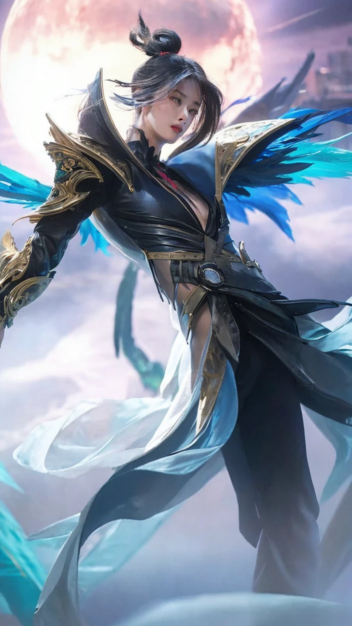 Fujifilm XT3, 8k,close up photo, masterpiece, best quality, (((1boy))), solo,realistic, ((looking at viewer)), photorealistic, (extremely detailed face), looking at viewer, ultra-detailed eyes and pupils, ultra detailed, handsome expression, standing against a city skyline , ((navel)), 