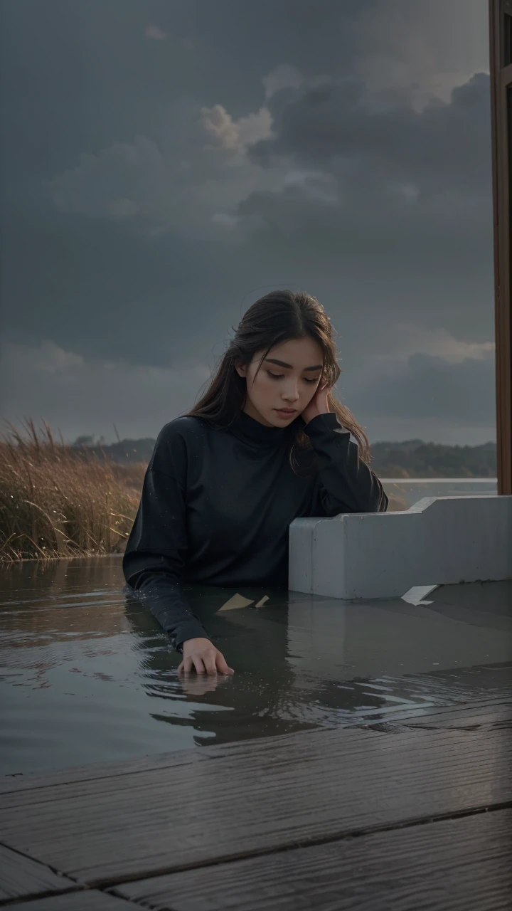 1girl, solo focus, pov, very wide shot, east asian architecture, landscape, sunlight, sunrise, floating, cloud, sky, rain, water, full body, outdoors, scenery, depth of field, (best quality,4k,8k,highres,masterpiece:1.2),ultra-detailed,(realistic,photorealistic,photo-realistic:1.37),beautiful detailed eyes,beautiful detailed lips,extremely detailed eyes and face,longeyelashes,serene,tranquil,peaceful,calming,dreamlike,atmospheric,cinematic