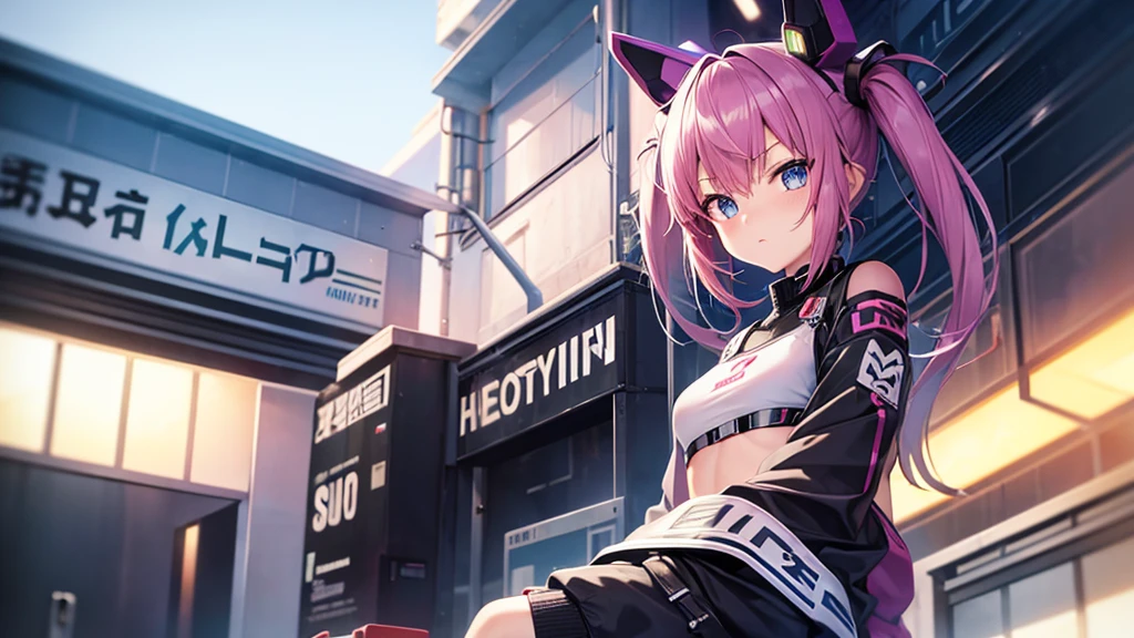 Twin-tail hair accessory, cyber style, cool, front-facing