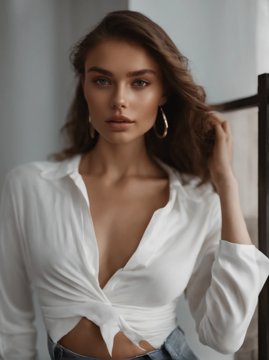 Femme russe dans un haut costume noir et chemise blanche posant pour une photo, 25 ans, sexy face, Une beauté à couper le souffle, Portrait Sophie Mudd, 21 ans, Elle porte un débardeur noir, Une beauté à couper le souffle, 2 2 ans, gaz sexy, 1 6 ans, Avoir l’air chaud, Regard sexy sur la caméra, clivage