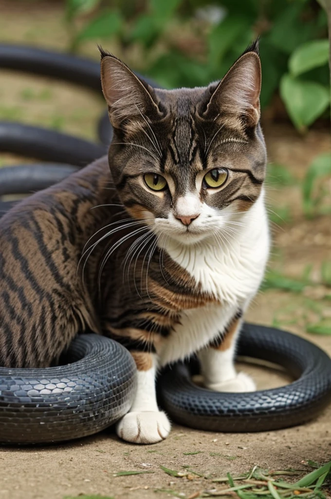 A cat was bitten by a snake