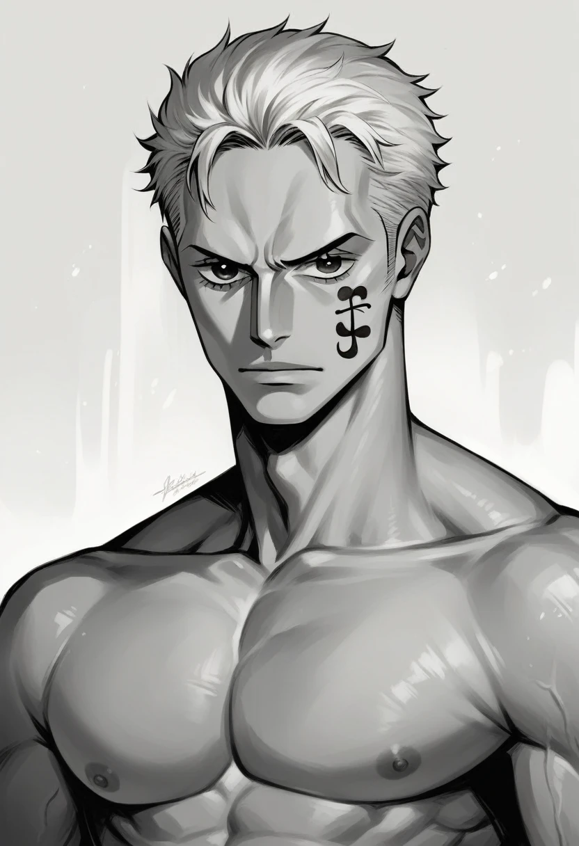 A detailed drawing of zoro from one piece closeup face focus, ultra realistic, realistic, back light