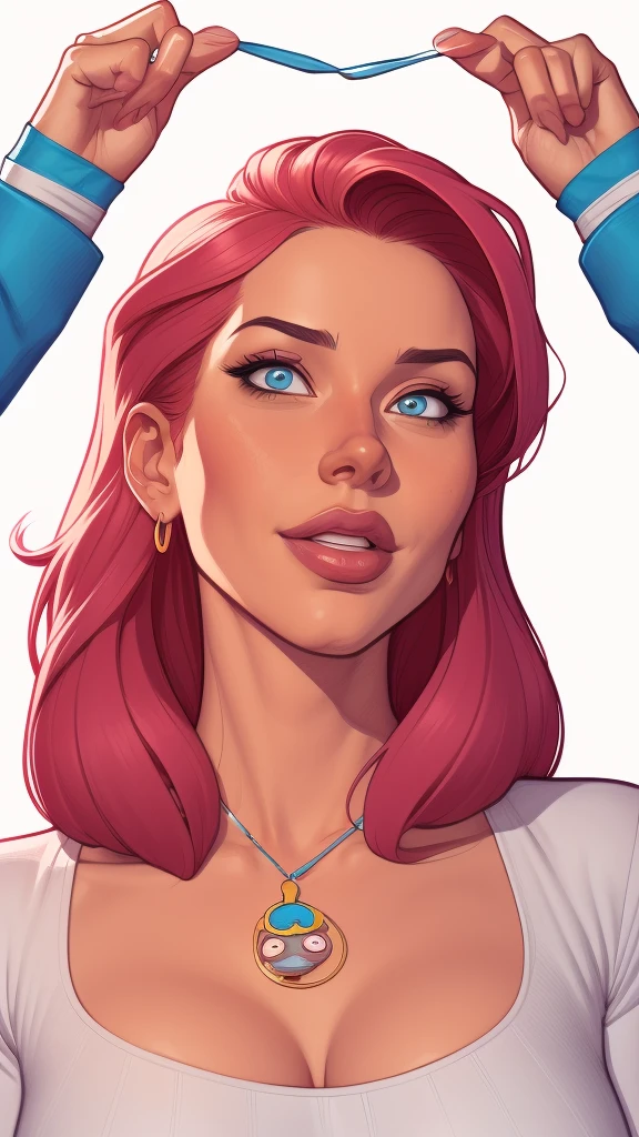 cartoon style:1.2), Brazilian cartoon image of a woman , sensual clothes , super cute girl, authoritarian would be facial expressioncartoon style illustration, cartoon art style, cartoon art style, digital illustration style, highly detailed character design, cute detailed digital art, City fan art, portrait character design, beautiful digital illustration, high-quality portrait, comic book art, character design portrait, white background Buso without clothes and medium breasts, beautiful and symmetrical body curves