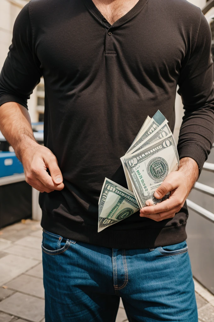 A Man Holding Money