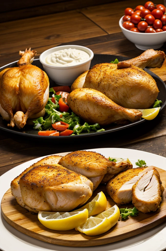 Chicken eating chicken with chicken and chicken on a chicken