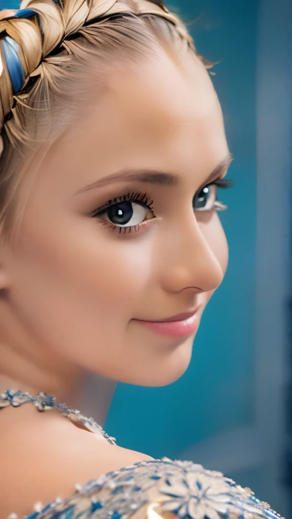 Best quality at best,4K,8K,A high resolution,tmasterpiece:1.2,ultra - detailed,actual:1.37,sportrait,Beautiful snowflake pattern,Blue and white porcelain, closeup cleavage, Sophisticated AND Intricate Details, Traditional craftsmanship, vivd colour, shiny glaze, fine brushwork, Refined artistry, with glossy finish, Studio lighting