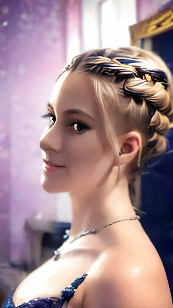Best quality at best,4K,8K,A high resolution,tmasterpiece:1.2,ultra - detailed,actual:1.37,sportrait,Beautiful snowflake pattern,Blue and white porcelain, closeup cleavage, Sophisticated AND Intricate Details, Traditional craftsmanship, vivd colour, shiny glaze, fine brushwork, Refined artistry, with glossy finish, Studio lighting