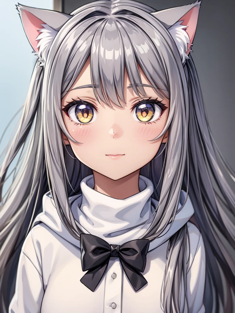 One girl, That will happen, View your viewers, Gray Hair, there is nothing, Cat ear, Cat&#39;s Tail, White shirt, Open clothes, Russian cities, ba-shiroko, Breast milk