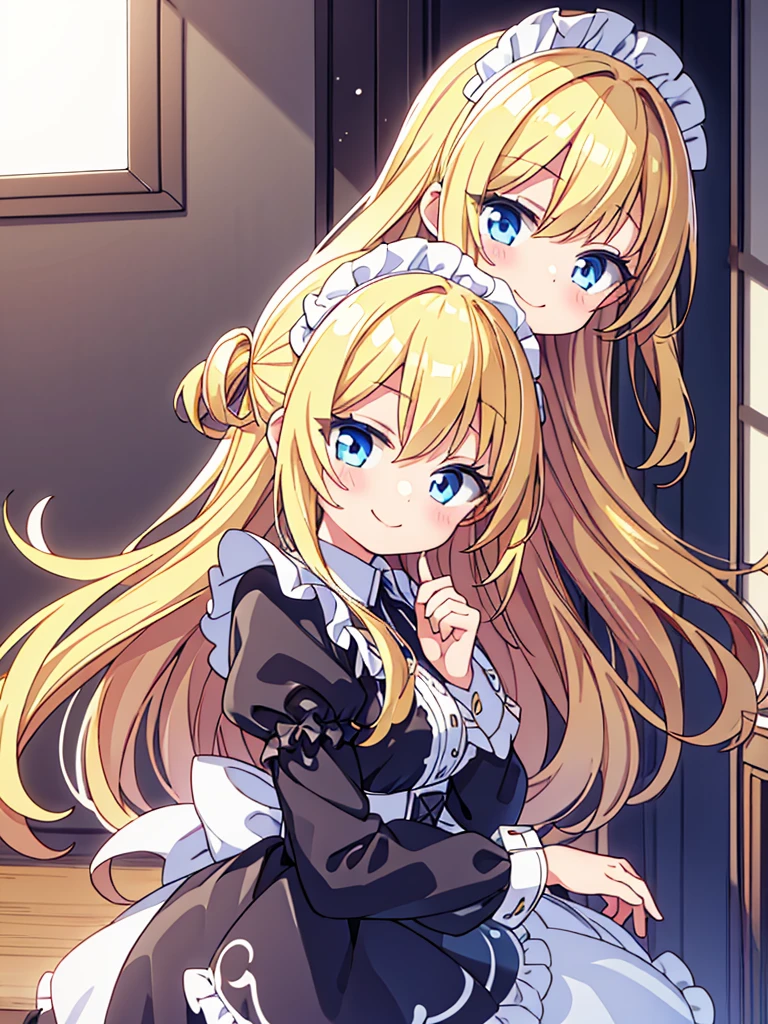 Maid、smile、blonde、Floating Feeling、Long Hair、Both sides up、Frills、Race、change、cute
