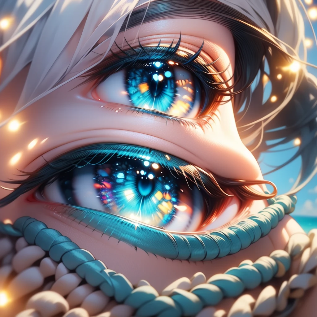 , beautiful detailed eyes, beautiful detailed lips, extremely detailed face and features, pale skin, freckles, gorgeous turquoise eyes, medium breasts, slim waist, medium hips, , blue bikini, beach background, nighttime, fireworks, best quality, 4k, 8k, highres, masterpiece:1.2, ultra-detailed, realistic, photorealistic, photo-realistic:1.37, HDR, UHD, studio lighting, ultra-fine painting, sharp focus, physically-based rendering, extreme detail description, professional, vivid colors, bokeh