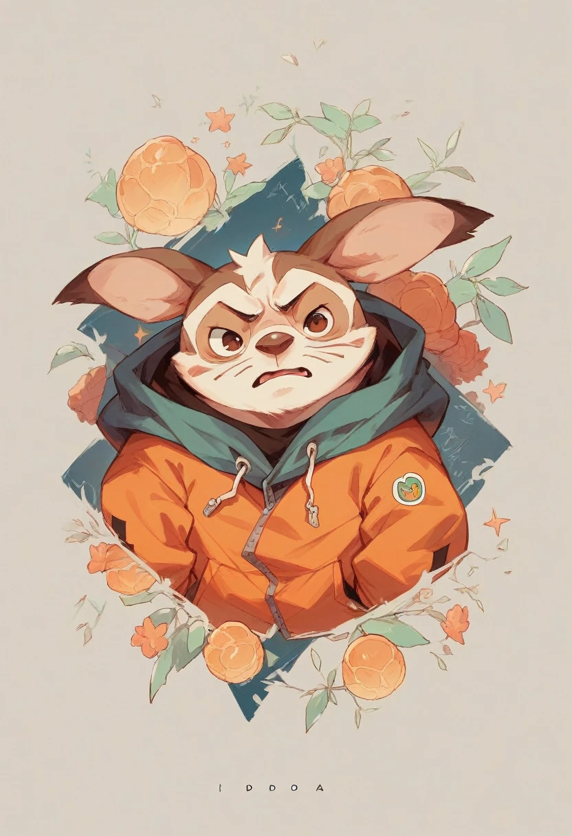 Generate different options for a minimalist logo with lines of a friendly cartoon koala, use the colors orange and white, place the word kido