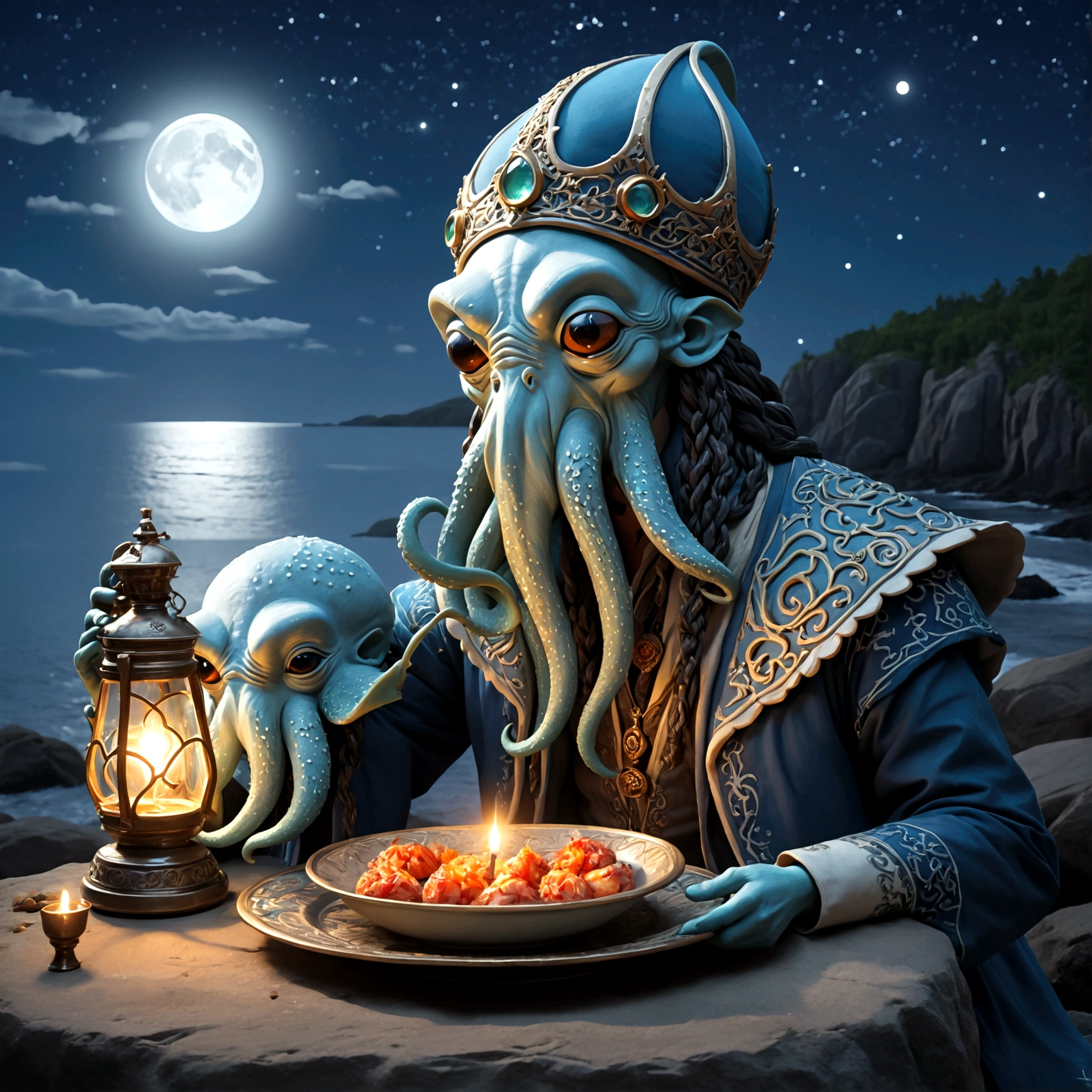 Moonlight on the rocky shore2Illuminate the head-to-body Cthulhu, , Summer dreams under the stars, Russian tableware, From the shoulder, Very colorful,
The best improvisation, ((Mordecai - Ardonian Style!)), ((perfect full body detail)), The simple art of magic, primitivism, 原核born物, crimson/One
, ((Highest quality, masterpiece)), ((The finest details)), born:1,1, 8K