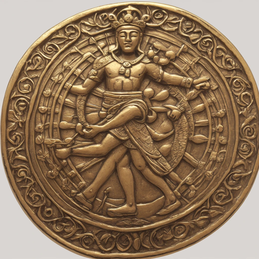 Inti Raymi Solar deity Sapa Inca ico, seal, medal. HD
