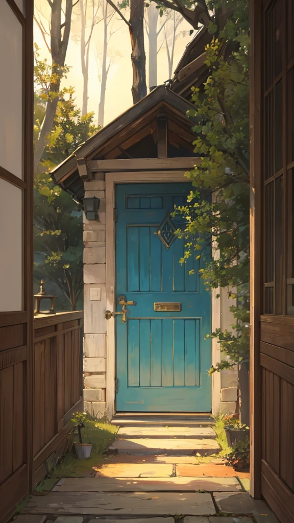 light, door to the forest, dusk, details