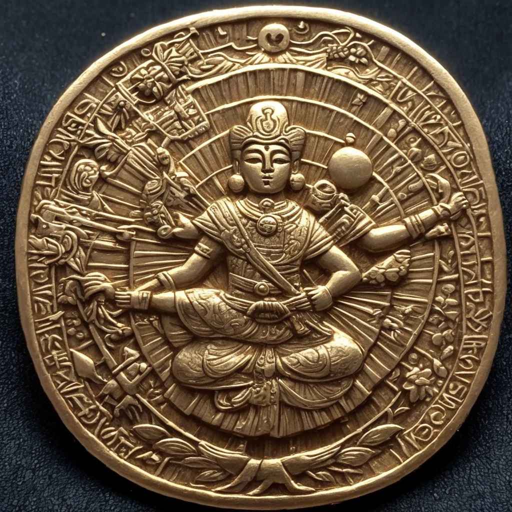 Inti Raymi Solar deity Sapa Inca ico, seal, medal. HD