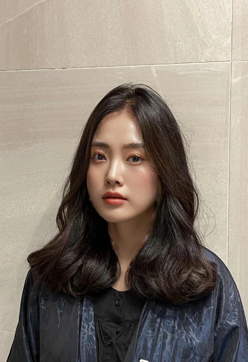Best Quality, 8k, Masterpiece, (Portrait: 1.3), (photo realistic:1.4), (hyper realistic:1.4), Sharp Focus, looking at viewer, (smoother lighting:1.1), (increase cinematic lighting quality:0.9), realistic lighting, backlighting, light on face, ray trace, (brightening light:1.2), (Increase quality:1.4), sharp detail, (best quality real texture skin:1.4), finely detailed eyes, black_eyes, finely detailed face, 25 year old Korean woman
