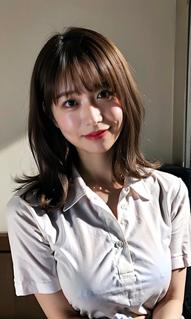 .(((In the bedroom、Seductive waist、Luxurious pantieedium Short Hair、Shoulder-length hair:1.4))).((A classy white shirt with a collar、Standing photo、Medium Hair、服の上からでもわかるBig Breasts、Both hands are in front of the belly button、A photo of panties visible through a short polo shirt、Roll up your shirt with your hands、She is wearing a white polo shirt and luxurious white panties.、:1.4))、In the living room、Cream Hair Color、Her huge breasts are obvious even through her clothes...、Small earrings、Light brown hair color、:1.4))、Shiny Hair、Light beige hair color、Background Blur、Light brown hair、{{Cowgirl Shot}}、((Close-up shot from the waist up、Big Breasts:1.4))、Big Breasts、にっこりsmile、服からでも分かるBig Breasts、Cowboy Shot、素敵なsmile、((Revealing clothing))、Full body photo、ring、Tuck your hair behind one ear、Silver Necklace、smile、Caustics、Highly detailed photos、Big Breasts、Super no makeup、(8K、RAW Photos、Highest quality、masterpiece:1.2)、(Realistic、Realistic)、1 Girl、((Big Breastsショートヘア、Looking into the camera:1.4))、Hair blowing in the wind