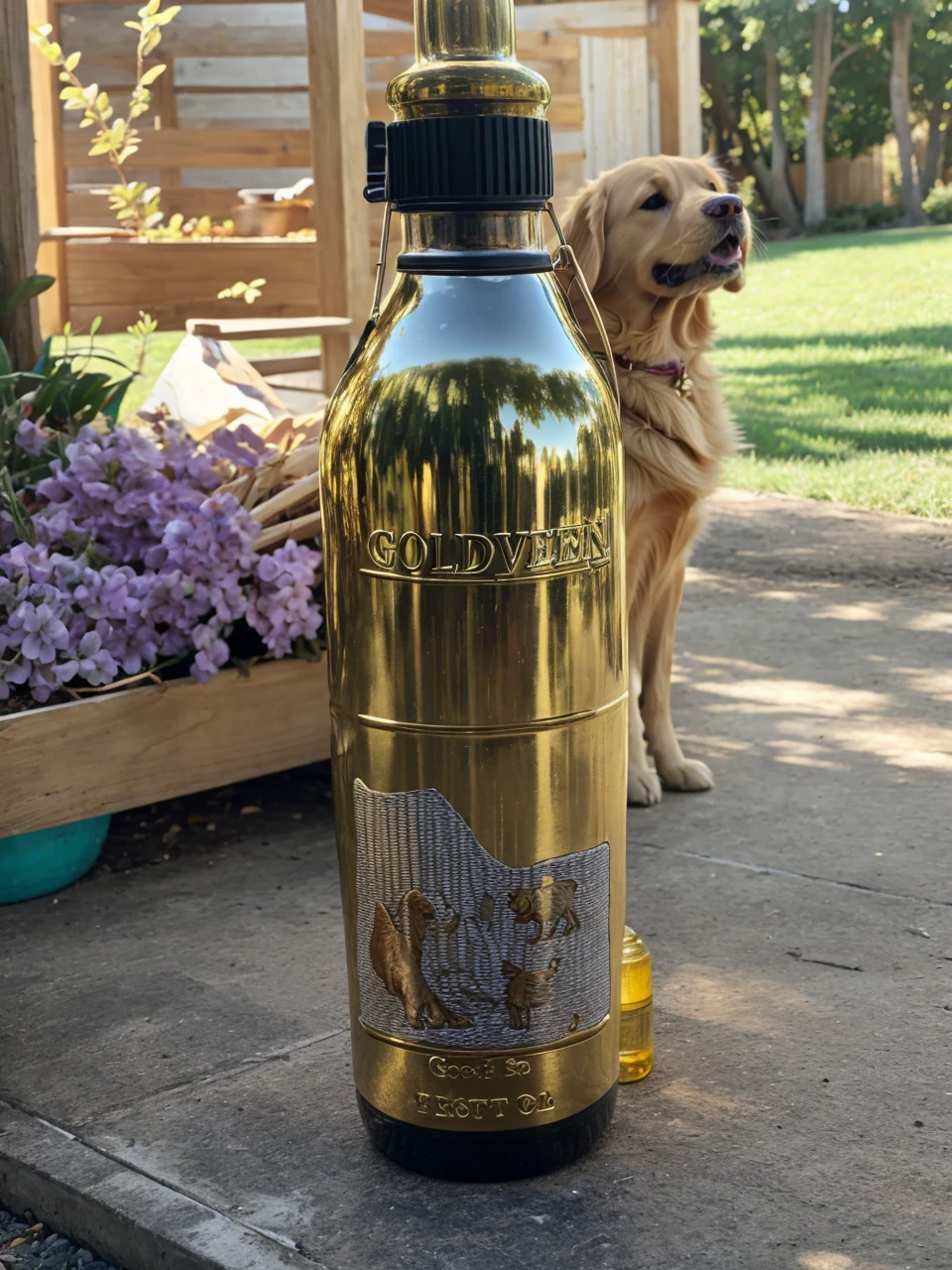 Golden retriver pick this bottle