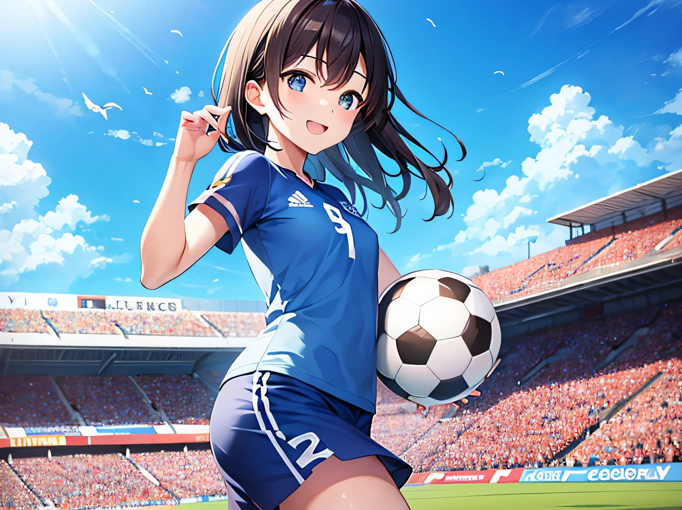 soccer、Women、Blue sky、Overlooking