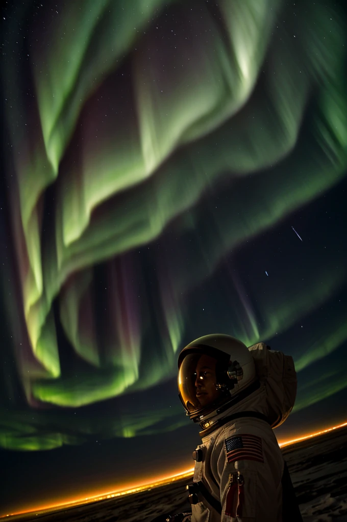 Astronaut observing the auroras 