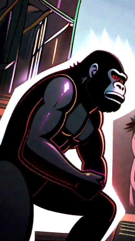 a man having sex with gorilla,abs, naked