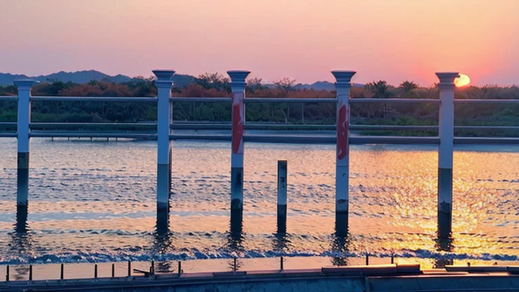 As the sun sets, painting the sky in hues of orange and pink, the moon rises gracefully, casting a silver glow over the serene landscape. Nature's transition unfolds in a harmonious dance of light and shadow.