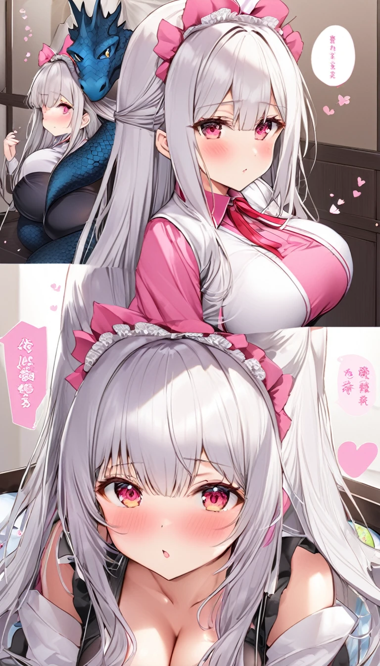 Dragon Maid、Big Breasts、Silver long hair、I'm serving you、Background mansion