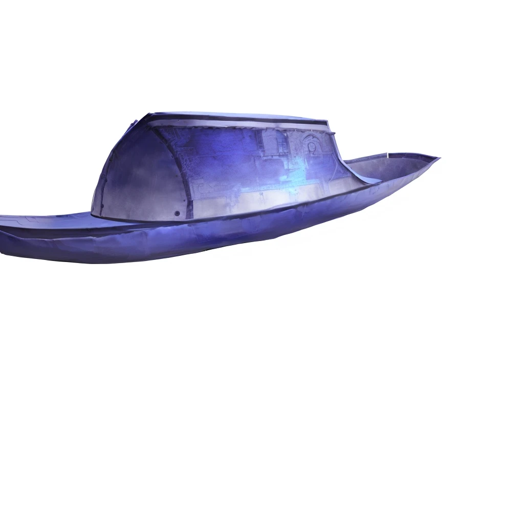 there is a blue Boat that is floating on the water, Mexican Sombrero, concept Boat, side view, Ten Gallon Hat, Boat, Drawn image, side view, side view, blue Fedora, Fedora, Side perspective, Profile photo, Concept map, number, Blue Submarine No. 6, Blue wizard hat, Draw with photoshop, Concept Art, Concept Art