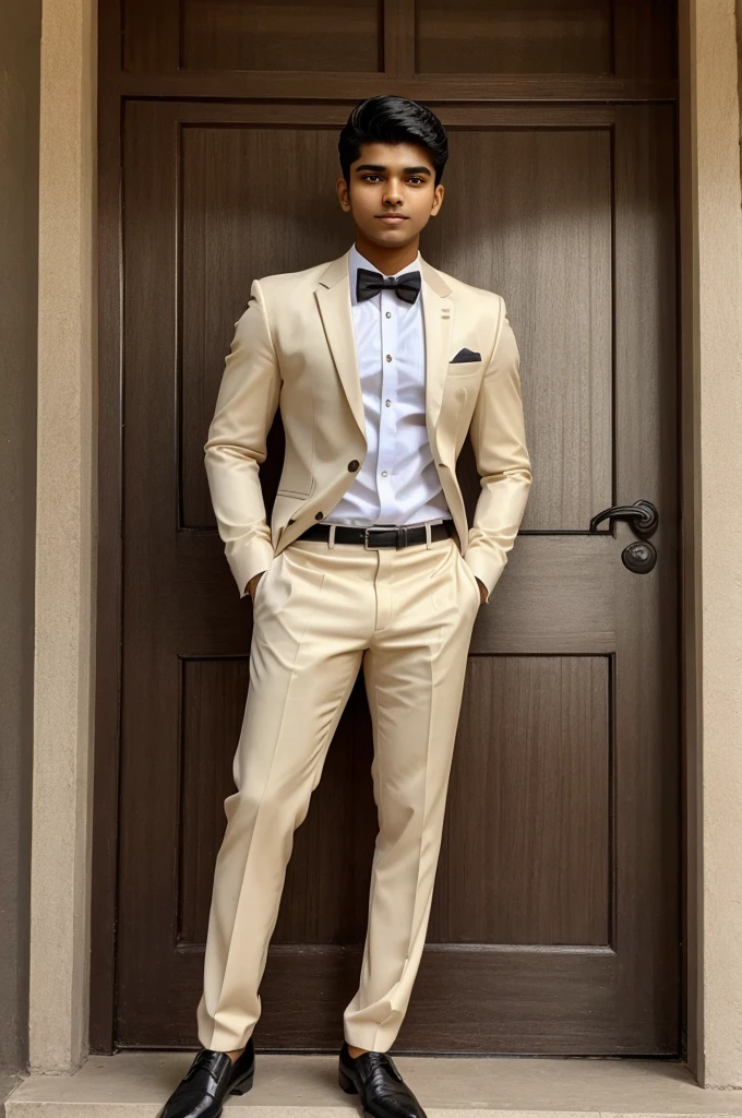 Prompt: 19 year old indian boy With fair  and narrow body Posing for a linkedin picture in formals