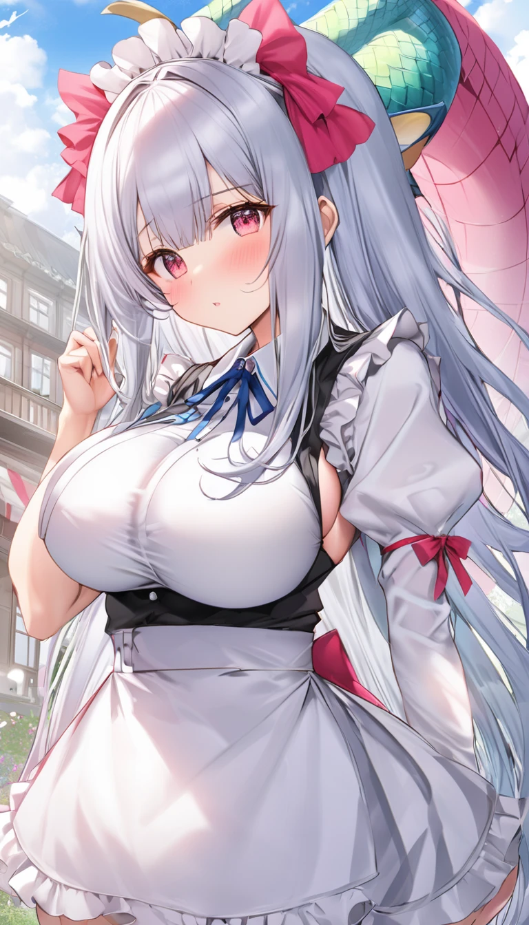 Dragon Maid、Big Breasts、Silver long hair、I'm serving you、Background mansion