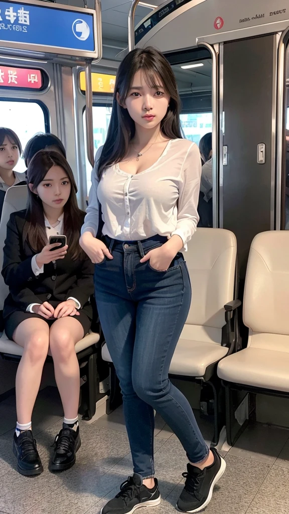 extremely detailed CG
unity 8k wallpaper、ultra detailed、2girls、breast focus、full body、multiple views、crowd、train / bus