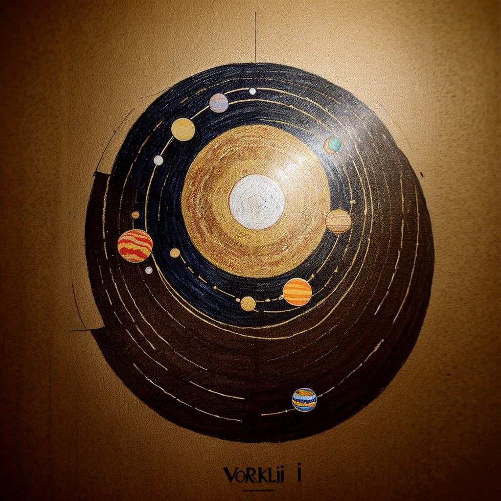 Drawing of solar system using worli art