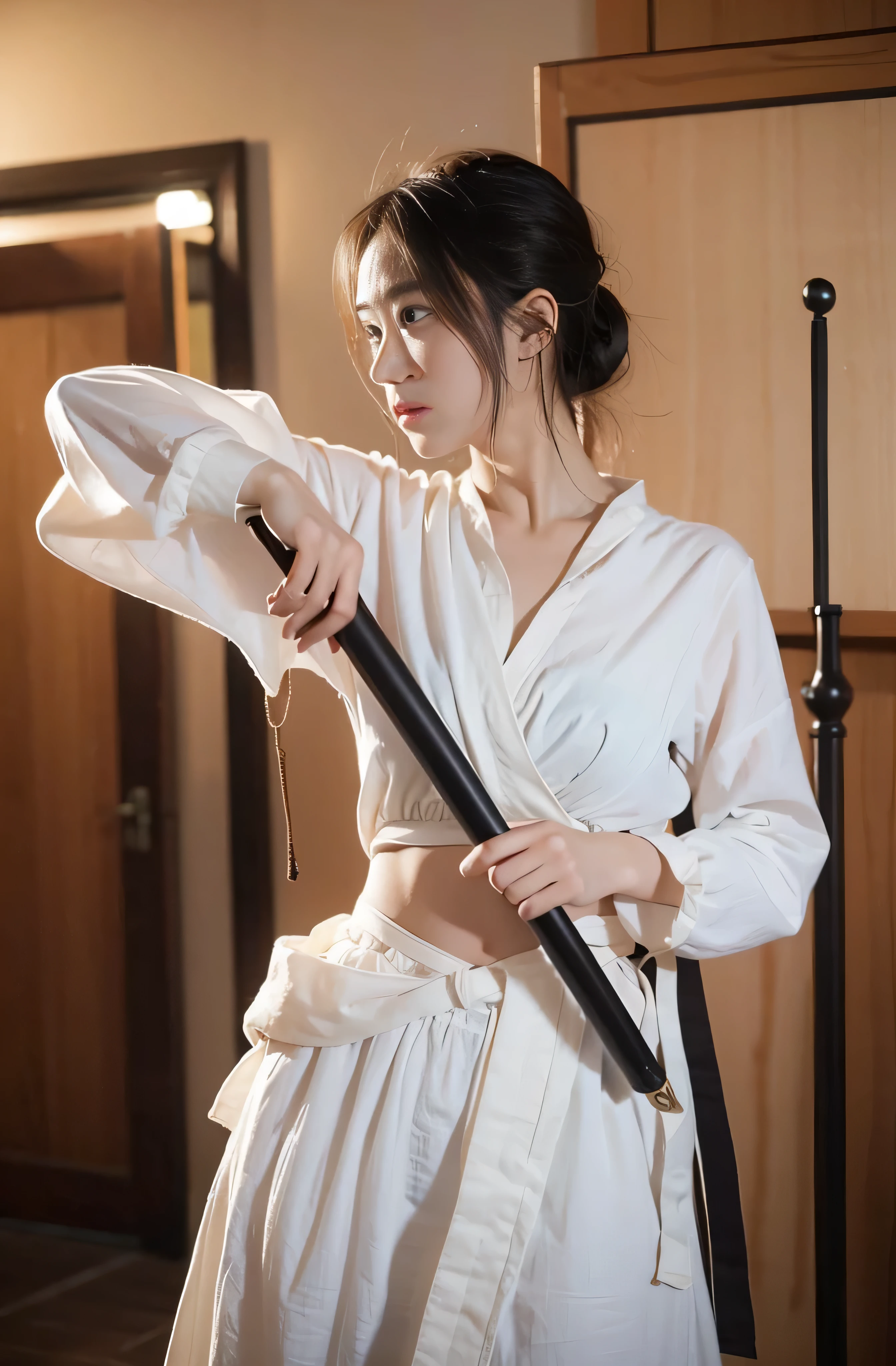 1 girl,Looking at the audience, Focus alone, Practical, Holding a sword