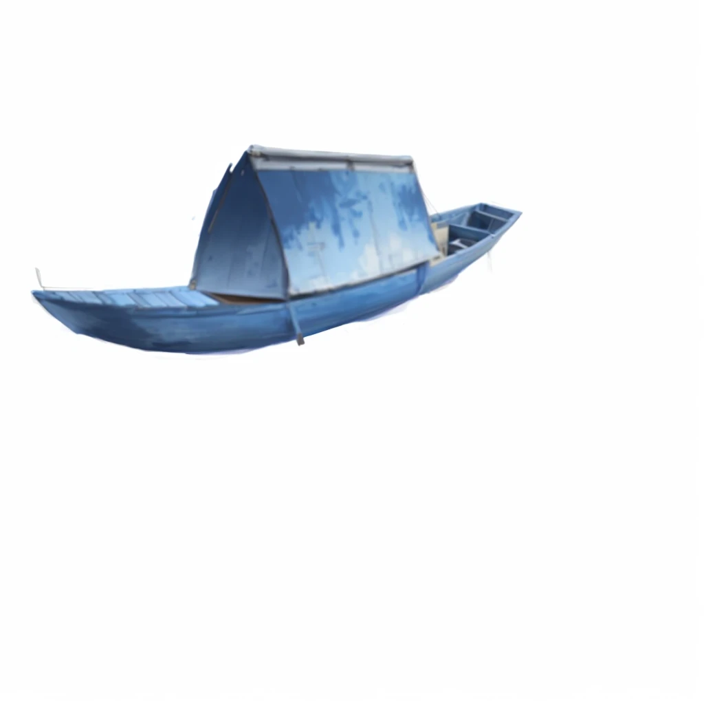 There is a blue hat floating in the air, small Boat, concept Boat, Boat, one small Boat, fantasy. gondola Boat, Drawn image, canoe, gondola, Blue Submarine No. 6, 飞Boat, Digital drawing, 太空飞Boat, Fisherman&#39;s hat, Small hat, blue whale, Blue Submarine No 6, Boat with lamp, side view
