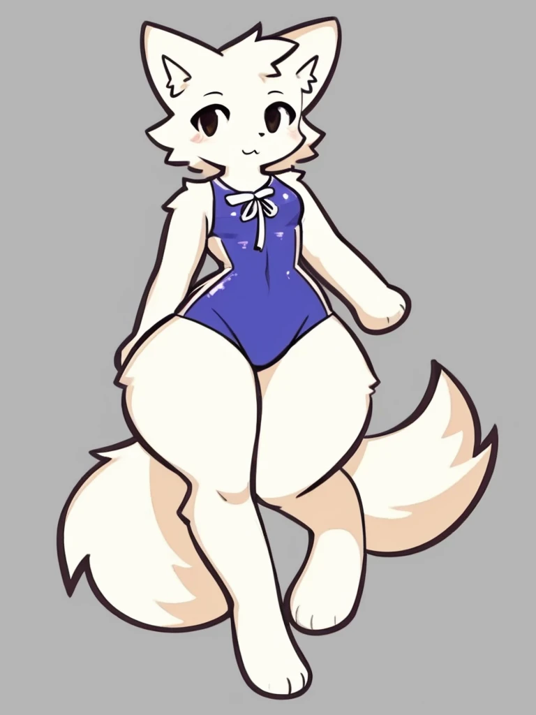 White fur, Wolf, anthro, furry, solo, simple art ,cute,( wide hips:1.2) ,full body,special Clothing,