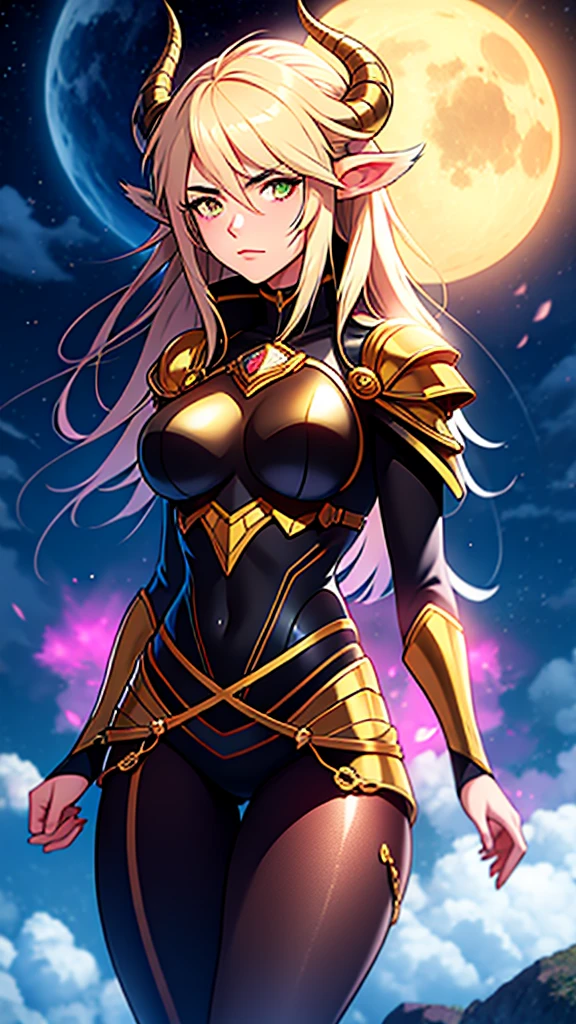 1girl,20 years old,solo,long hair,light blond hair,horns,gold knight armor,cow ears,(black pantyhose),HDR, Masterpiece, (RAW photo, best quality), light shining through prism, ethereal, Volumetric lighting, Cycles rendering, Unreal Engine 5, eye_shadow, shining_pupil, steaming body, Particle effect, (dust, gust of wind:1.07), complex, ultra detailed, photorealistic, 8k, anatomically accurate, High Resolution, Retina, Professional photograph, Orange Sunshine, gold filigree , natural, cinematic, post_combat, high contrast, HDR, RAW image, High Quality, Masterpiece, Beautiful Woman, (Standing Over viewer), intimidating, seductive, dominant, diamond rain, twinkle in her eyes, chandelier outfit, Outdoors, Rainbow sunshine, Glory\(Optical Phenomenon\), bliss, phenomenal lighting, offerings, sacred, truth, skintight dress, robes, goddess, gold nano particles, angelic, strong, desire, juicy thighs, complexion, ((LSD)), will o wisp, high contrast, from above, ((best quality)), ((masterpiece)), (detailed), (fantasy illustration:1.3), (high-resolution:1.2), volumetric lighting BREAK alluring woman, ethereal beauty, (perched on a cloud), otherworldly charm, enchanting gaze, captivating pose, moonlit night, soft colors, (detailed cloudscape:1.3), ocean, city, eagle