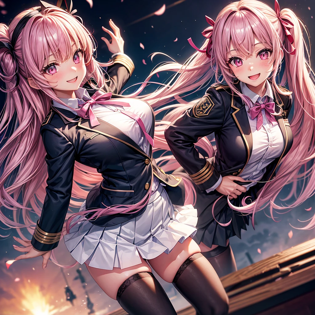 best quality,8K,smile,blazer,ribbon on uniform,mini skirt,high school girl,multiple girls are depicted,harem,idol group,photo shoot,long hair,wearing a cardigan,highest quality,big breasts,happy girl,horny girl,pink eyes,perfect face,standing position,I have my hands in my pockets,letting down one's Bangs,beautiful eyes,gym,girls hugging each other,smooth hair,multicolored hair colors,naughty girl,beautiful girl,beautiful girl,loose socks,Beautiful shining cute girl,Shining Beautiful Girl,Universe No. 1,国