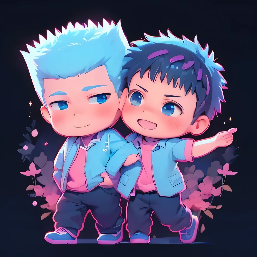 (masterpiece、Highest quality、Highest quality、Official Art、Beautiful, beautiful:1.2)、(Two men), Anime Moe Art Style, mikudayo, Chibi Anime High School Student, Chibi Boy, Anime Chibi, Watercolor Nendoroid, Cute Animeの男の子, (Anime Boys), Chibi Art, Cute art style, Cute Animeビジュアル, Chibi Anime, Pixiv, Cute Anime,