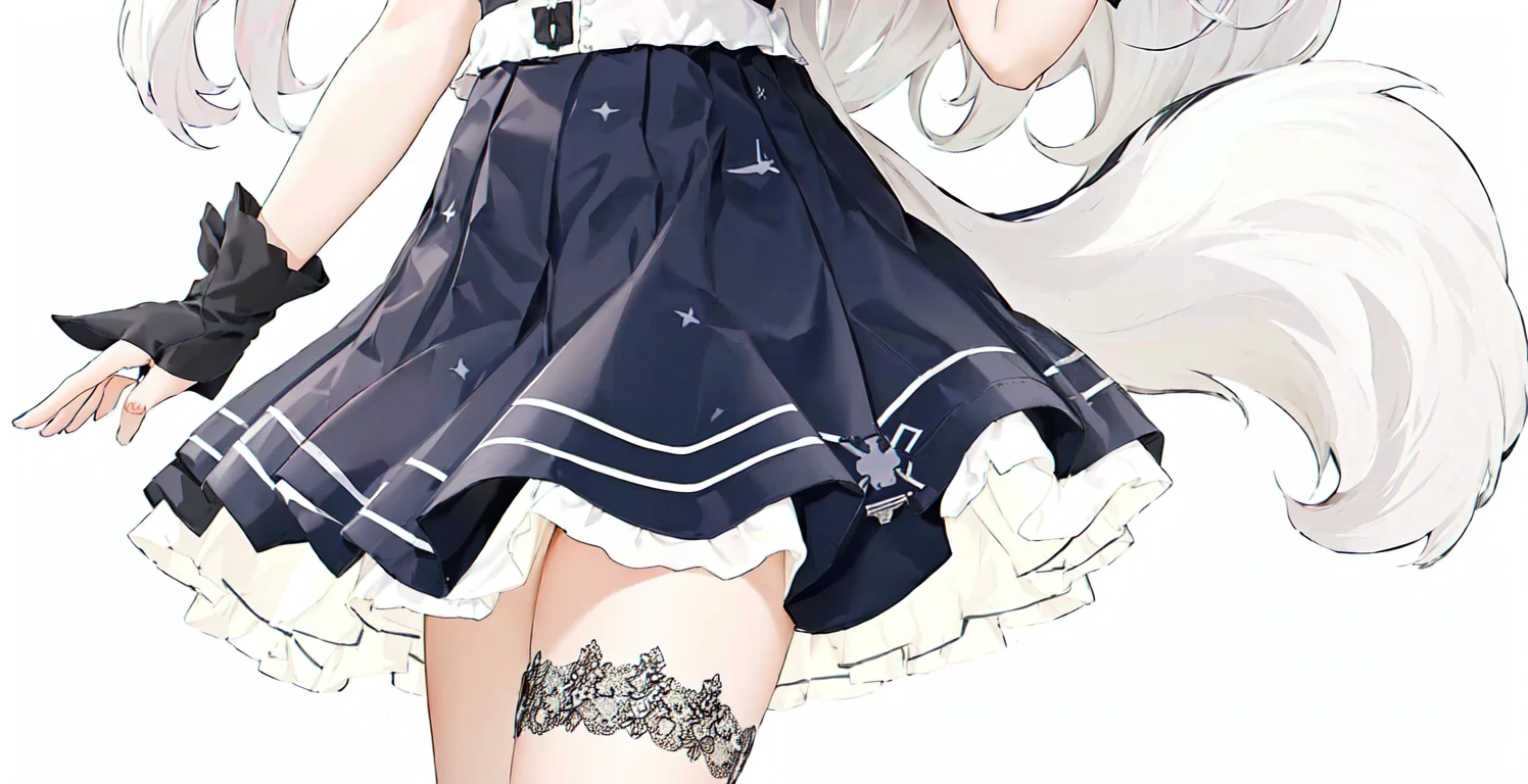 Wearing a short skirt、Anime girl with a bow and a cat tail, ta in a skirt, Fine details. Girls Frontline, Azur route style, , Cute anime girl in a beautiful skirt, from Girls Frontline, Fleet Collection Style, From the Azur Lane video game, Girls Frontline style, LoliInk art anime loli