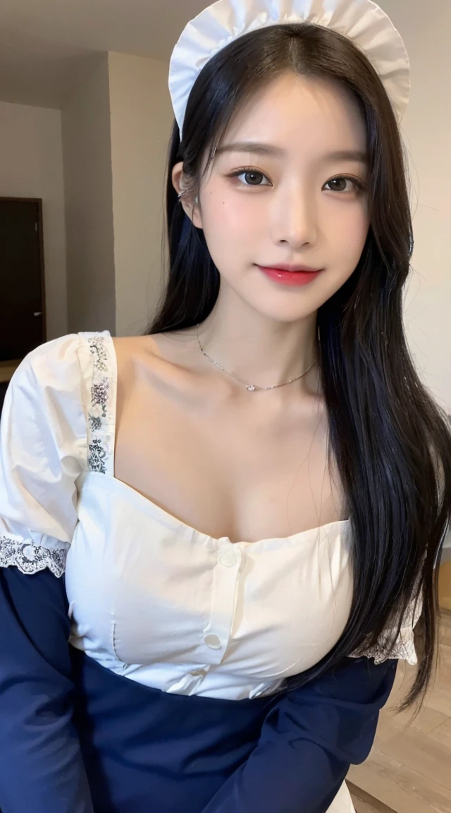 1 girl,Long hair,Smile, ((maid outfit)),(海边of沙滩上) ,(Beach 1.4)original photo, (photo实际of:1.37, 实际of), High detail CG unified 8K wallpaper, Looking at the audience, (((straight from the front))), (Head office skin:1.8, 有光泽of皮肤), 8KUltra HD, SLR camera, 柔和of灯光, 高quality, Film Grain, XTrofessional lighting:1.6),thick lips,platypus,巨大of,Low-cut装,Expose the upper chest(masterpiece, 最好of_quality, Super detailed, 8K, Ultra HD, Flawless:1.latin Blue Hair, Blue Hair,Catwoman,, Cat ears, 发光of粉红色眼睛, 害羞of, 合规of, Blushed, Moist oily skin,, 大of胸, 上面of心形纹身, , 大of腿粗, 优美of臀部曲线, 巨大of,E cup,Toxoplasma gondii, Tight skin, Scantily clad, Lace, collar, For the audience, midnight, of,,Japanese Goddess, Cardigan Shirt, Korean Girl, 美丽ofAsian Girls, V Neck Dress, Low-cut,巨大of,Expose the upper half of the chest,Not compact,下垂of大of胸,华丽of中国模特, 美丽of年轻韩国女人, Japanese Models, thick lips,platypus,Asian Girls, 美丽of年轻韩国女人,, 美丽of韩国女人,, Looking ahead,巨大of,大of,up,portrait,super closeup,Facing the camera,Be careful when taking photos,Japanese ladies,Shredded Pork,丰满of身体,黑色of