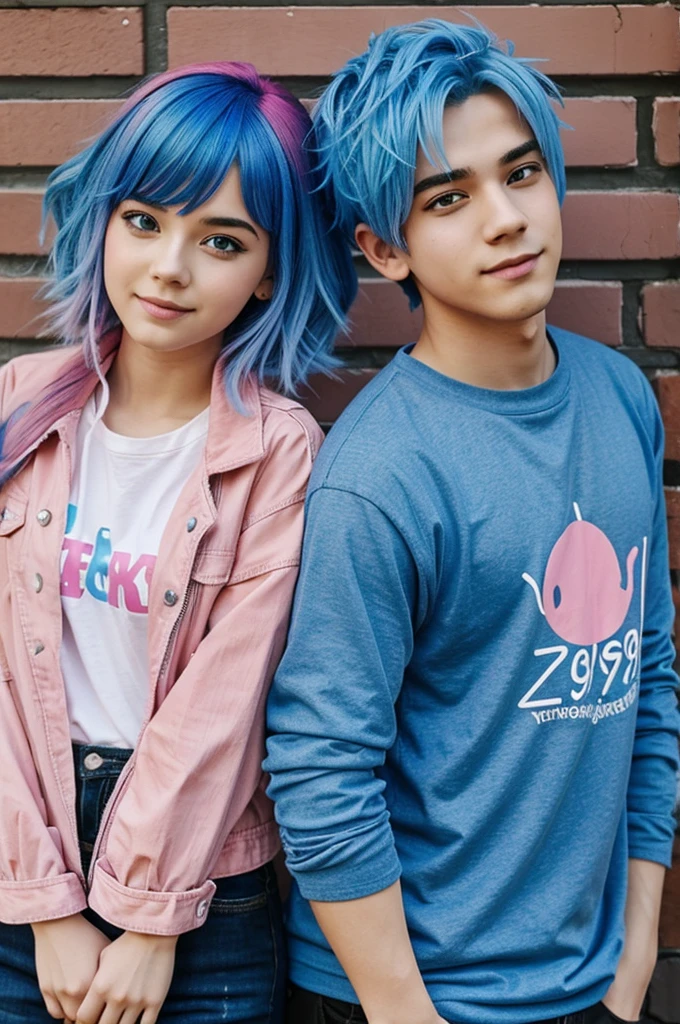 Blue hair boy and pink hair girl 219 subscribers 
