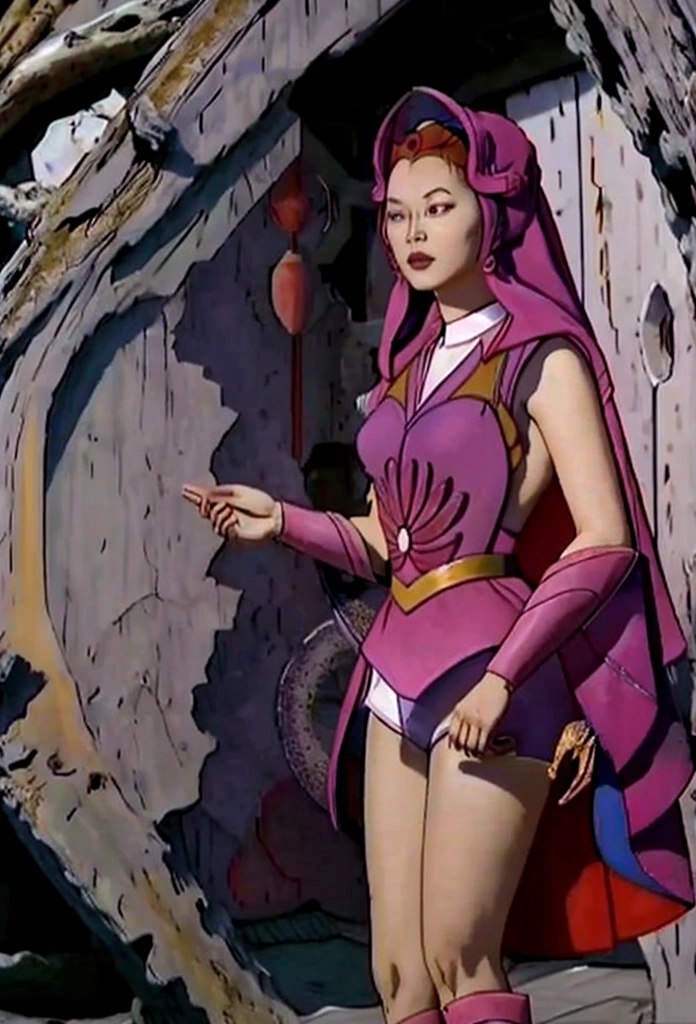 Xi Rui holds PRGRocket purple veil covers her face