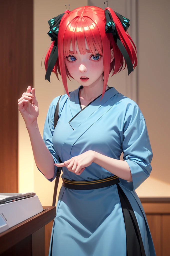 Nino nanaco、short hair, Twin tails、Pink Hair、 blue eyes, hair ornaments, Hair Ribbon, blunt , Both sides up, butterfly hair ornaments, skirt,Off the shoulder、Random color see-through kunoichi costume、Japanese see-through female samurai costume、See-through female ninja costume,, Open clothes, Collared dress emphasizes cleavage、胸の谷間のSweat is noticeable、Professional lighting light reflection、 looking at viewer, (masterpiece:1.2), Highest quality, High resolution, unity 8k wallpaper, (figure:0.8), (Beautiful fine details:1.6), Highly detailed face, Perfect lighting, Highly detailed CG, (Perfect hands, Perfect Anatomy),heavy rain、heavy rainで全身びしょ濡れ、heavy rainで全身びしょ濡れの服、High heels、 ((Perfect handsの形))、(Perfect foot shape、Embarrassed expression、blush、Gestures to seduce a man、Shining Sweat、Perfect Skin,Sweat is noticeable、太もものSweat is noticeable、 Fair skin,Tight waist, Sweating profusely、Sweaty hair、Sweaty clothes、Sweaty、Visible sweat、rain-wet hair、A vast Western church with stained glass windows