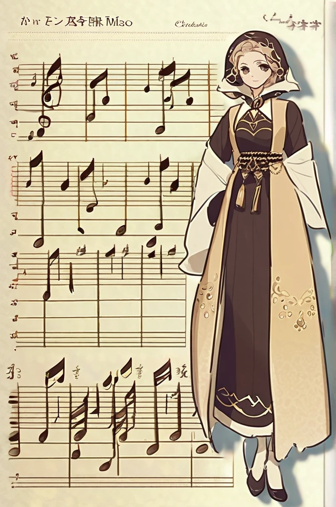 ((Лучшее качество)), ((шедевр)), (подробный), A box with anime-style sheet music