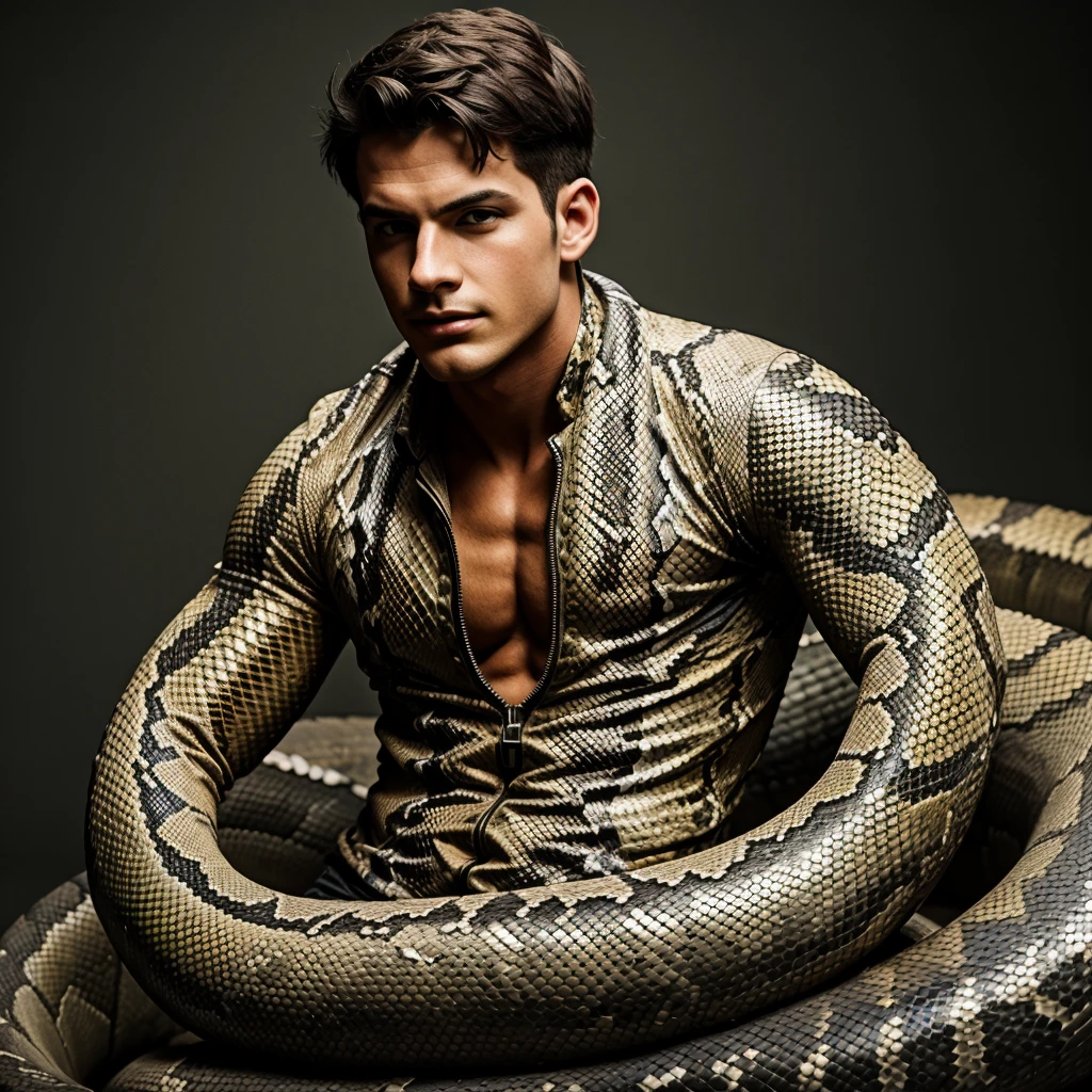 arafed man with a snake in his hands and a snake in his hand, lower half of his body is snake, snake man, snake human hybrid, chest up human lower half snake, eugene gottsnake, serpent body, inspired by Hedi Xandt, male medusa, snake body, mark brooks detailed, inspired by Mark Brooks, nagas