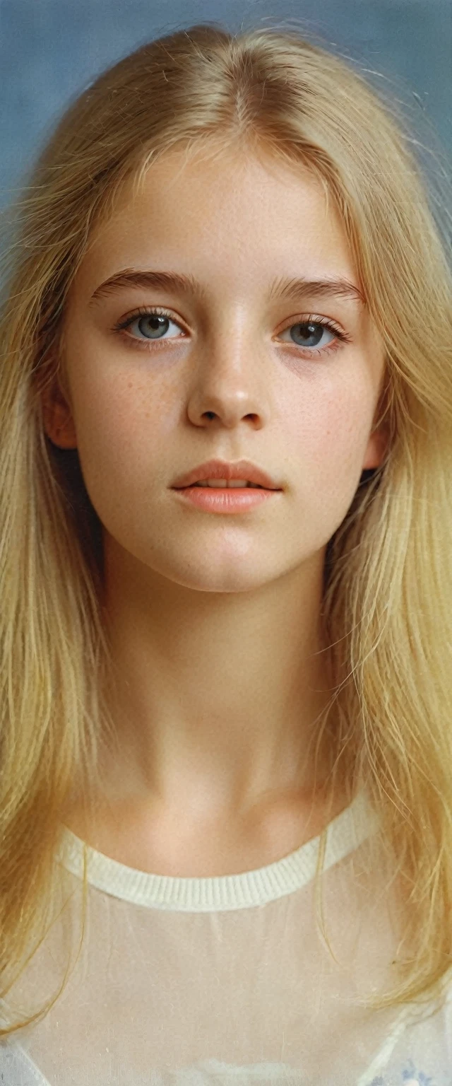 Portrait, 1 girl, (18 years old girl), model, David Hamilton style, slim, small, undeveloped, 90s, granulated picture, masterpiece, best quality, photo-realistic