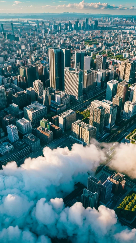 a view of a city with tall buildings and a green park, a picture by Naondo Nakamura, unsplash, sōsaku hanga, tokyo japan,    there are two people climbing up a mountain with a view of the clouds, a detailed matte painting inspired by Michael Komarck, unsplash, romanticism, chamonix, photo epic of the year, max rive, breath taking, epic stunning atmosphere, national geographic footage, rise above clouds, stunning skied, above the clouds, gopro footage tokyo city, tokyo city in the background, tokio, tokyo, japanese city, tokyo prefecture, new tokyo, aerial view of a city, tokyo in the background, bird's eye view of a city