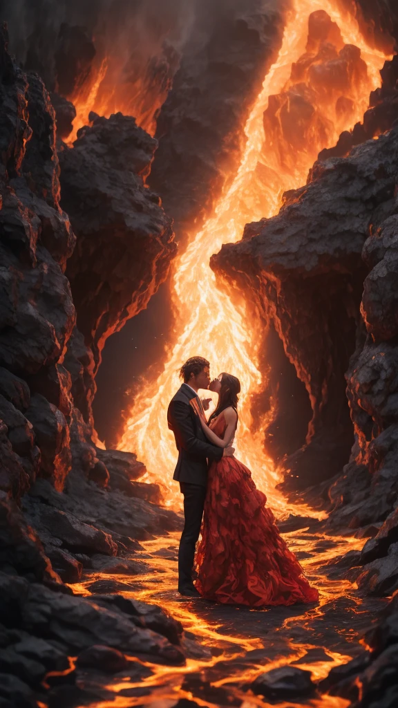 masterpiece，Highest quality，Rich in details，high resolution，flame/fiery的焰/flame，Dynamic Scene Scale 1.3，Romantic couple kissing in the fire，Firestorm，on fire，Bizarre fantasy image，Excellent skin texture，Magic Circle，Casting a Spell，strange，紫色strength，strength，fiery，meteor。